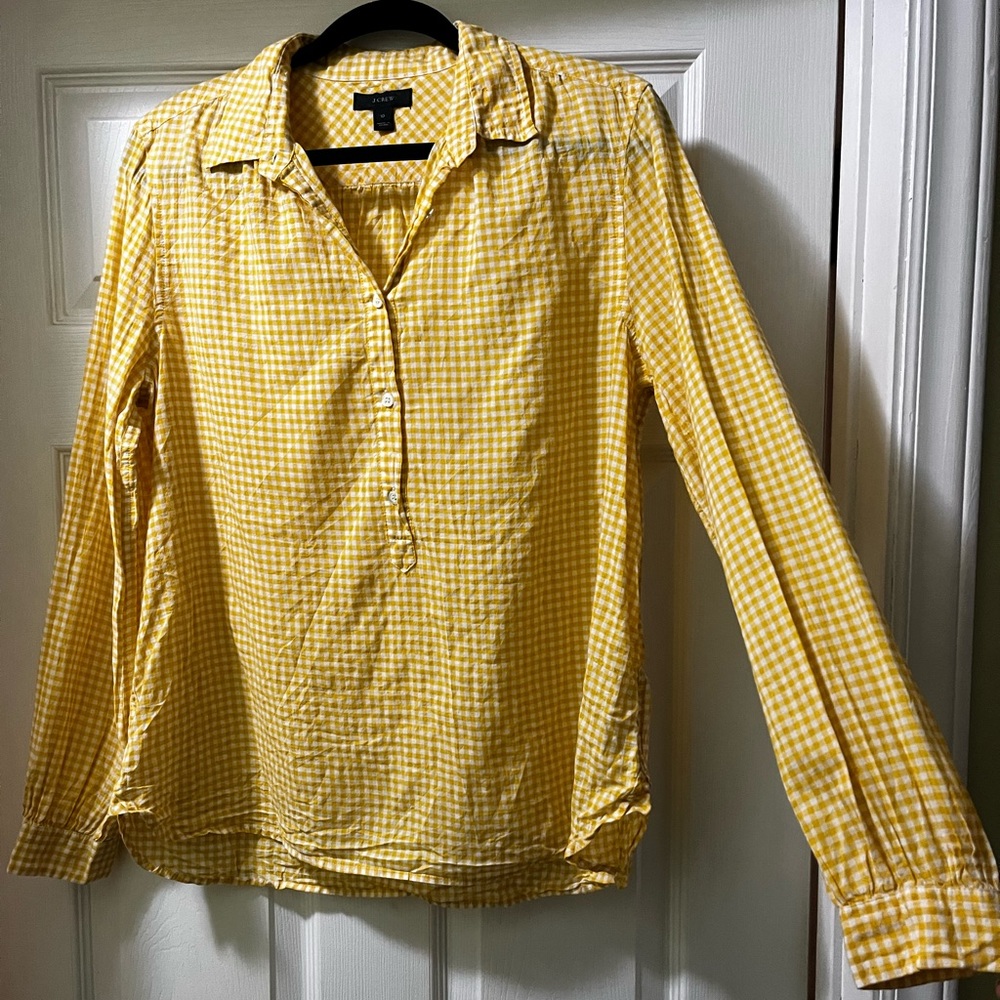 J. Crew Gingham Pattern Button Down Long Sleeve S… - image 1